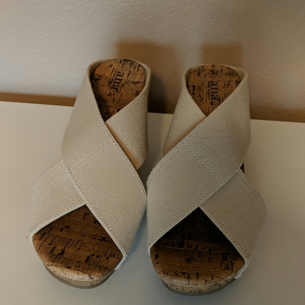 a.n.a wedge sandal slide women's size 8